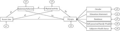 Screen time and myopia: A serial multiple mediator SEM analysis